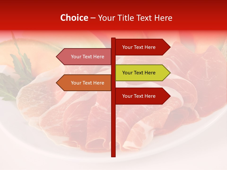 A Plate Of Food With Meat And Fruit On It PowerPoint Template