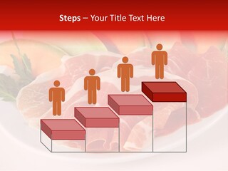 A Plate Of Food With Meat And Fruit On It PowerPoint Template