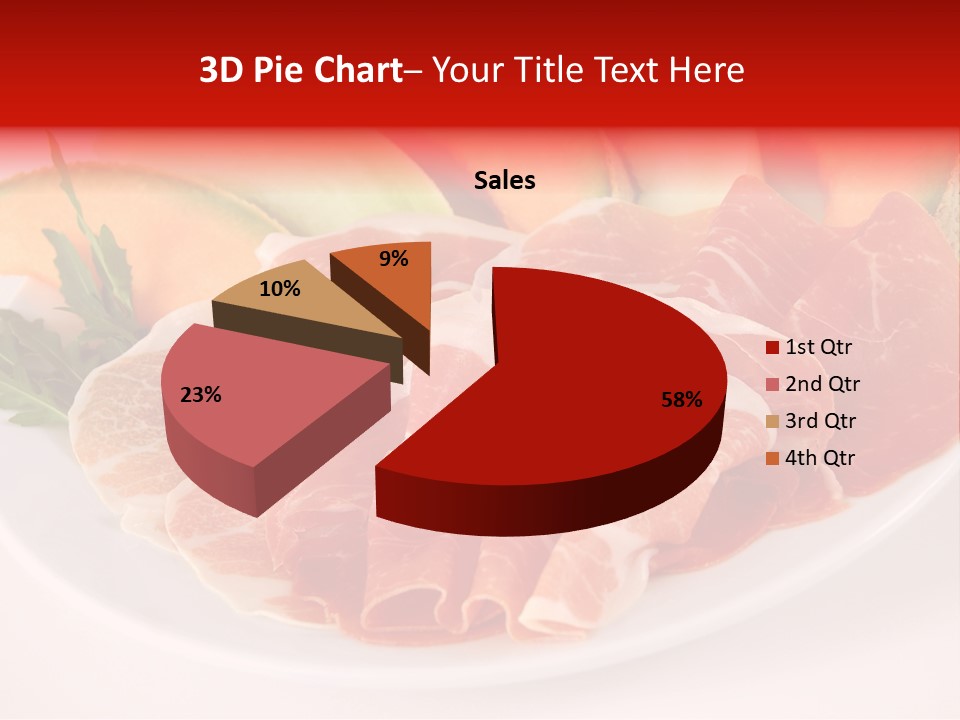 A Plate Of Food With Meat And Fruit On It PowerPoint Template