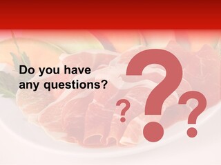 A Plate Of Food With Meat And Fruit On It PowerPoint Template