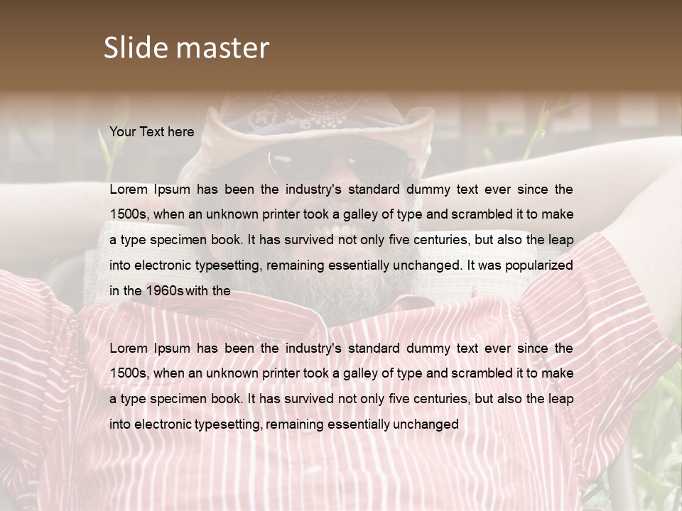 Man Relaxing In His Backyard PowerPoint Template