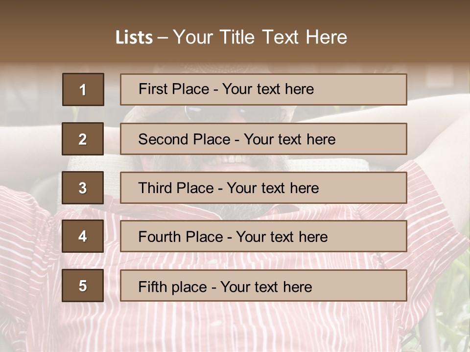 Man Relaxing In His Backyard PowerPoint Template