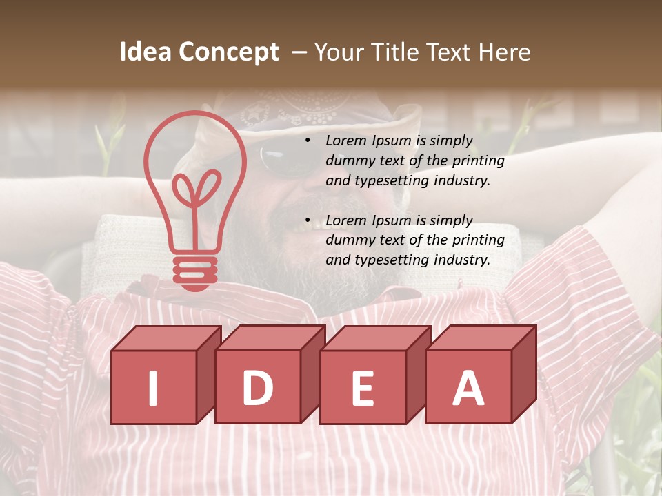 Man Relaxing In His Backyard PowerPoint Template