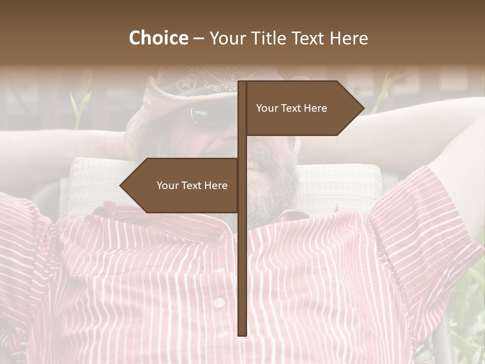 Man Relaxing In His Backyard PowerPoint Template