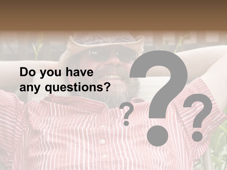 Man Relaxing In His Backyard PowerPoint Template