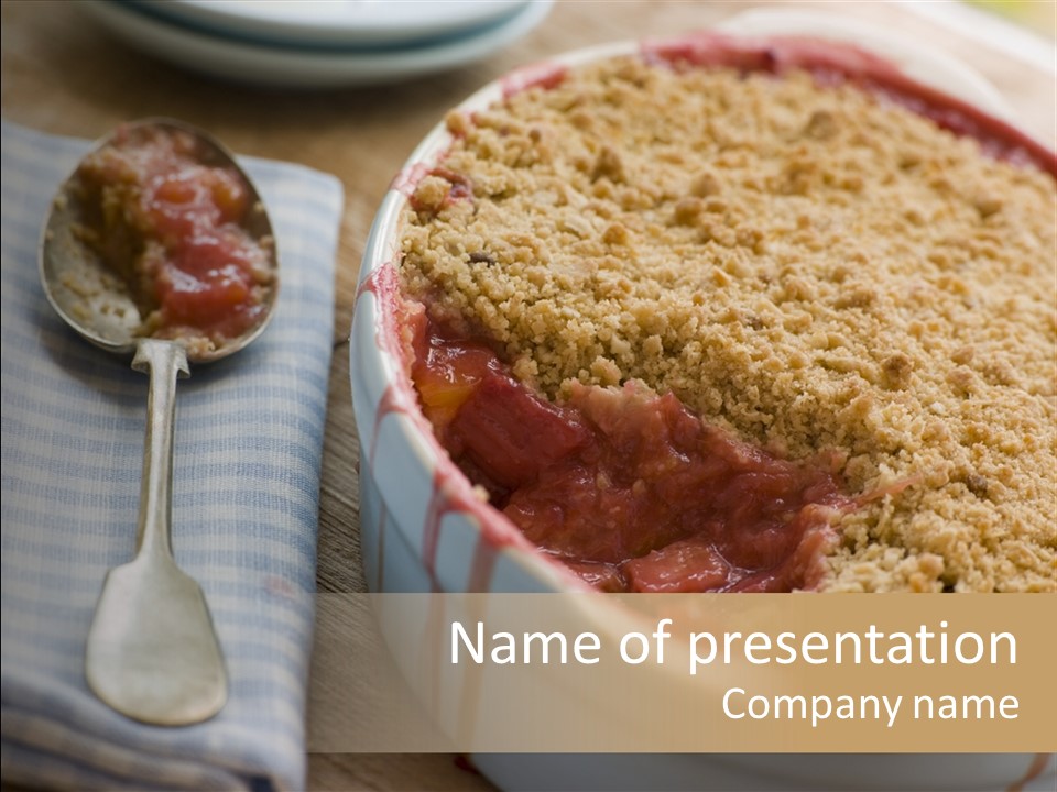Dish Of Rhubarb And Blood Orange Crumble PowerPoint Template