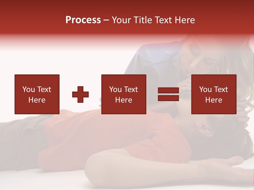 Female Nurse Using A Resuscitation Mask On A Young Unconscious Boy. Focus To Boy. PowerPoint Template