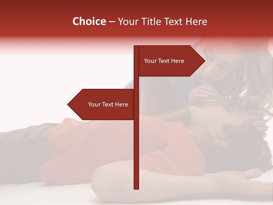Female Nurse Using A Resuscitation Mask On A Young Unconscious Boy. Focus To Boy. PowerPoint Template