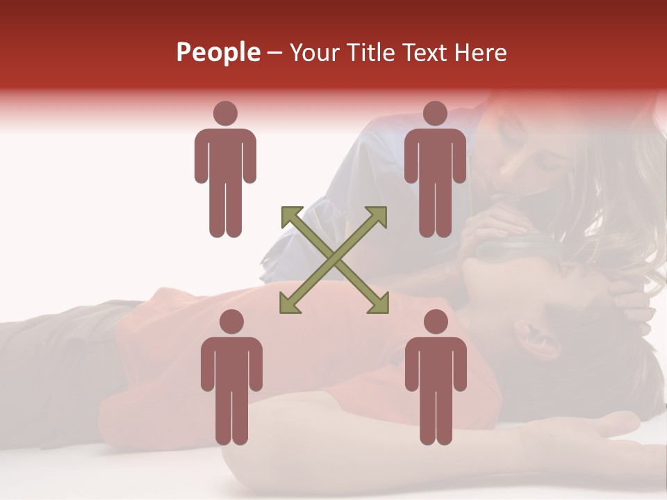 Female Nurse Using A Resuscitation Mask On A Young Unconscious Boy. Focus To Boy. PowerPoint Template