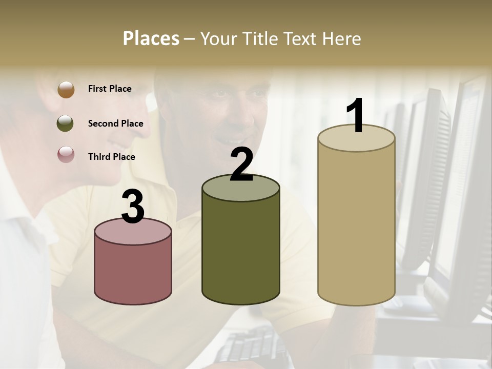 Adult Students Working On Computers Together PowerPoint Template