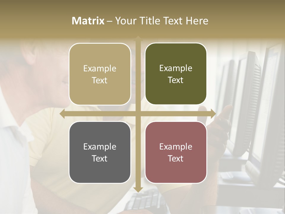 Adult Students Working On Computers Together PowerPoint Template