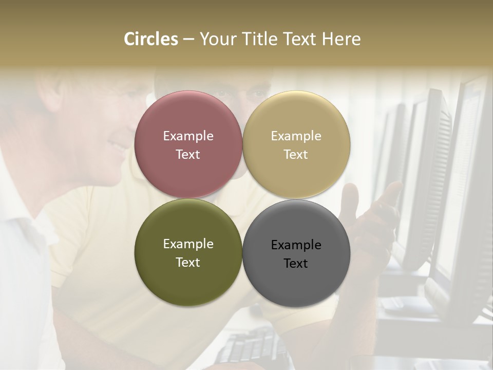 Adult Students Working On Computers Together PowerPoint Template