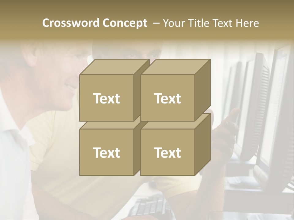 Adult Students Working On Computers Together PowerPoint Template
