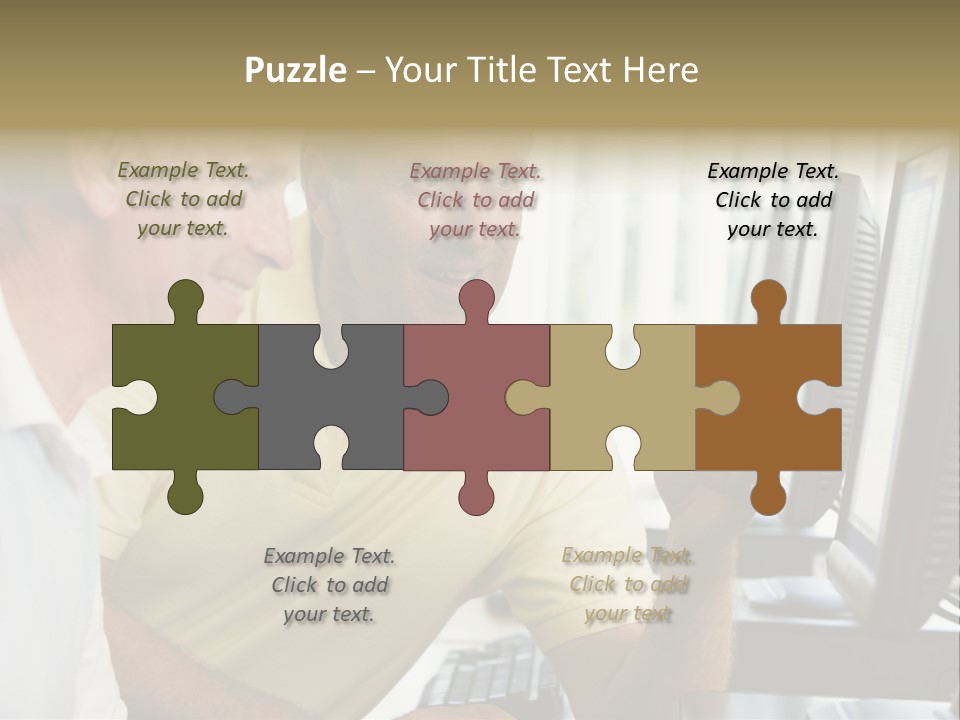 Adult Students Working On Computers Together PowerPoint Template