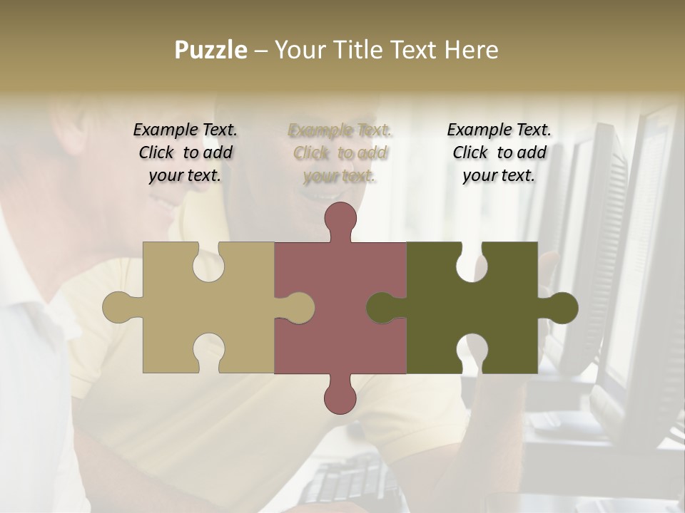 Adult Students Working On Computers Together PowerPoint Template