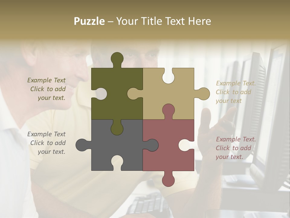 Adult Students Working On Computers Together PowerPoint Template