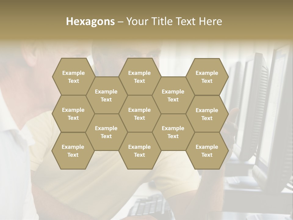 Adult Students Working On Computers Together PowerPoint Template