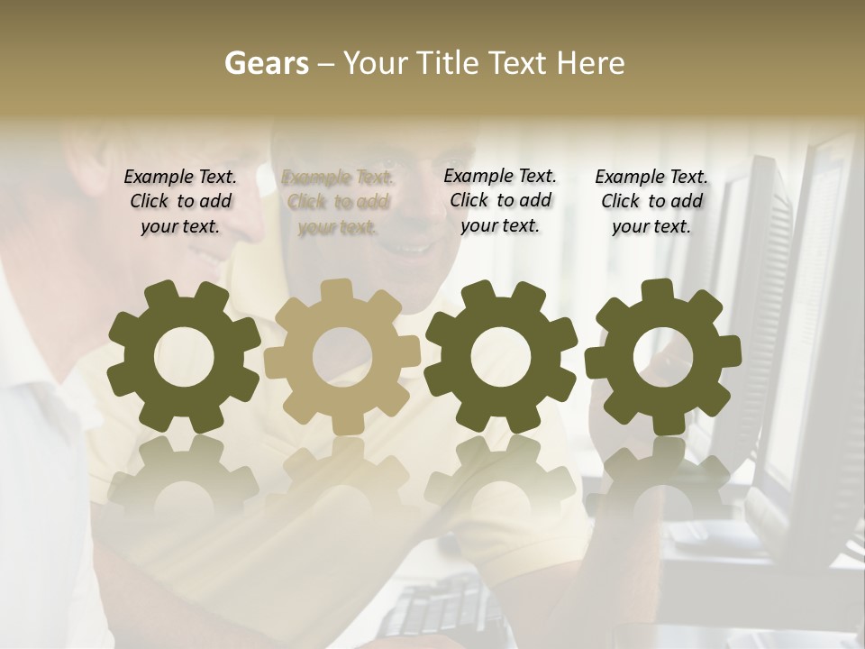 Adult Students Working On Computers Together PowerPoint Template