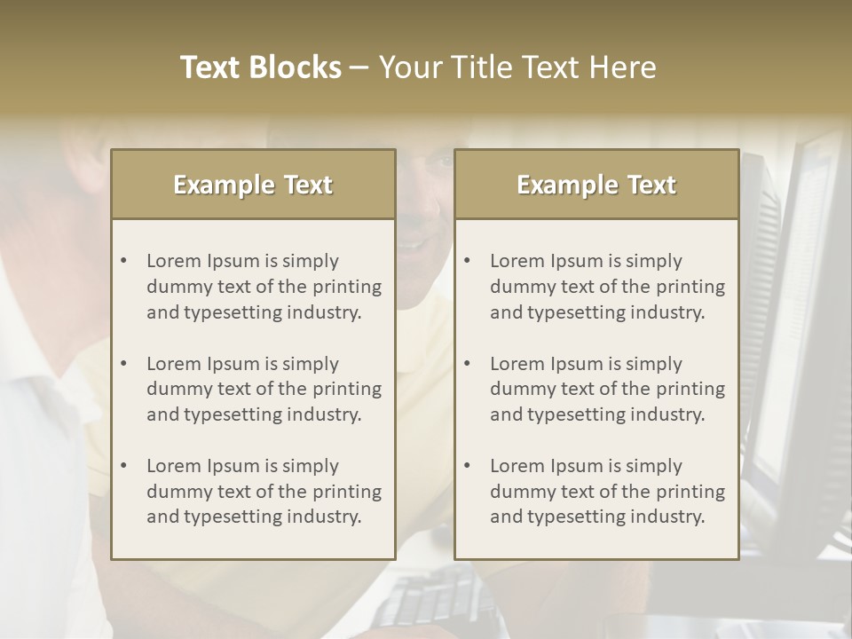 Adult Students Working On Computers Together PowerPoint Template