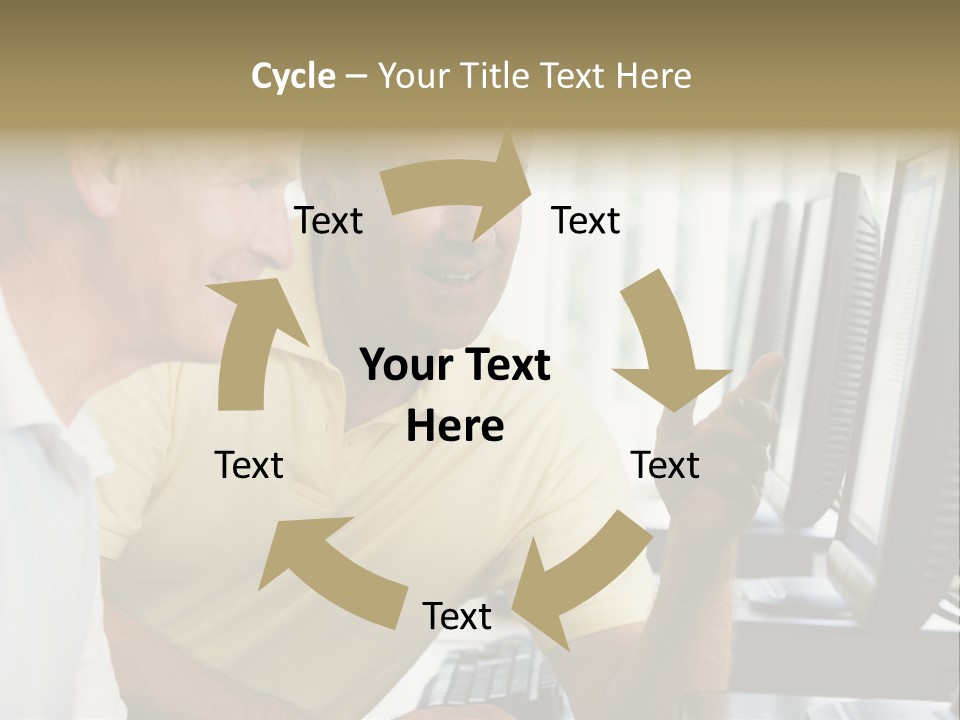 Adult Students Working On Computers Together PowerPoint Template