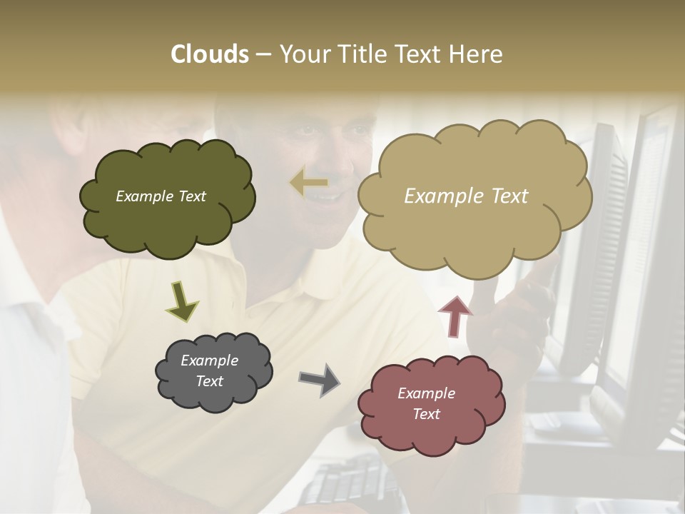 Adult Students Working On Computers Together PowerPoint Template
