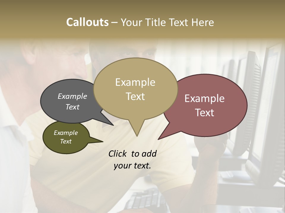 Adult Students Working On Computers Together PowerPoint Template