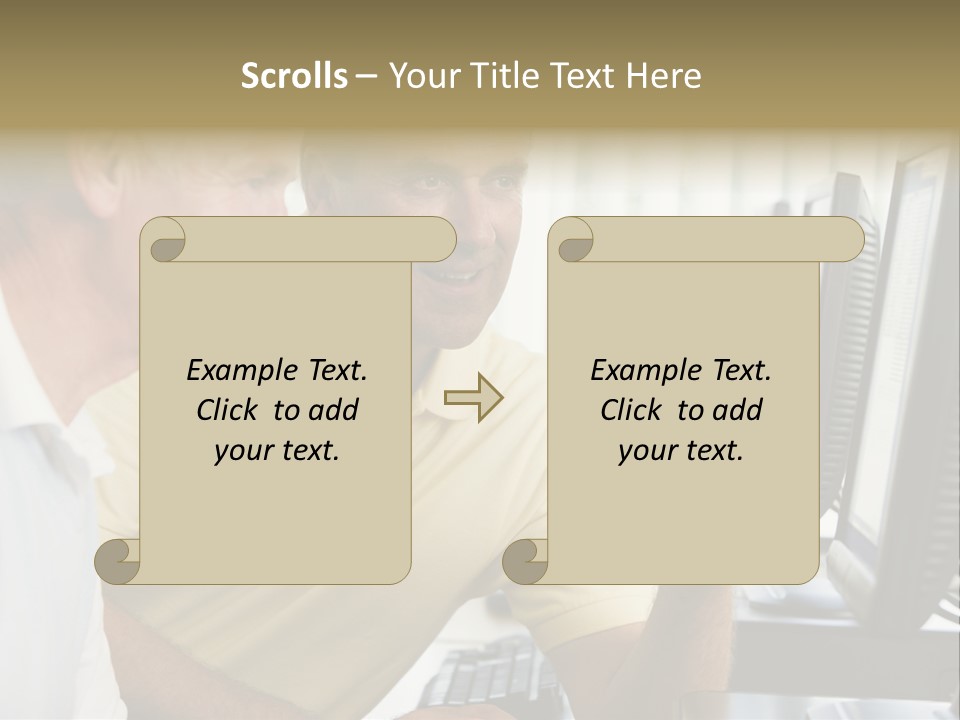 Adult Students Working On Computers Together PowerPoint Template