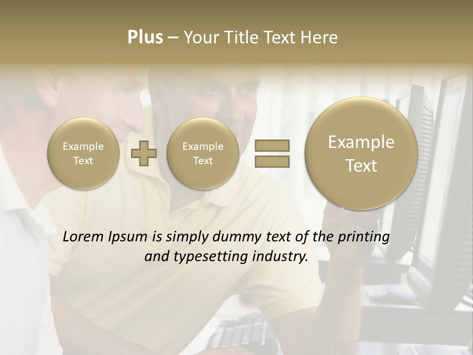 Adult Students Working On Computers Together PowerPoint Template