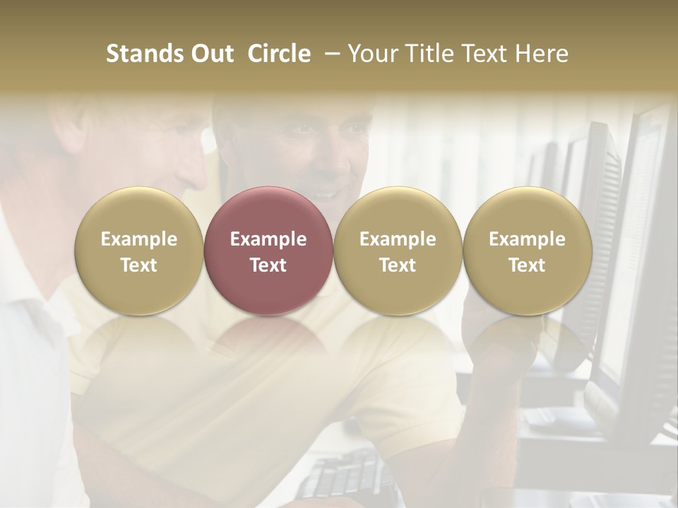 Adult Students Working On Computers Together PowerPoint Template