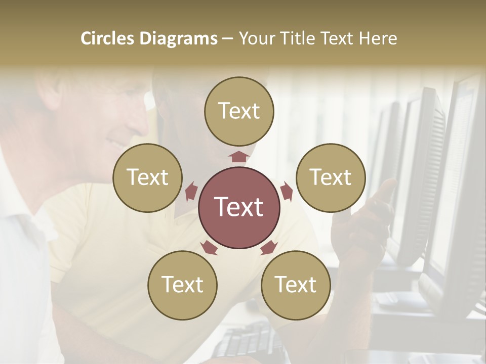 Adult Students Working On Computers Together PowerPoint Template