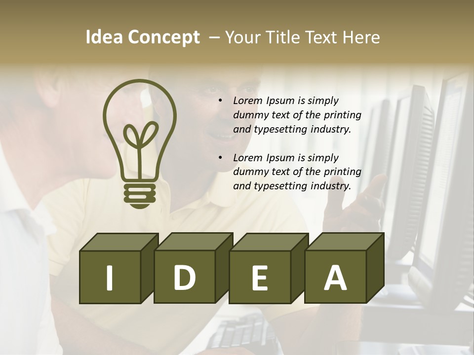 Adult Students Working On Computers Together PowerPoint Template