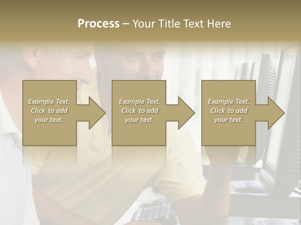 Adult Students Working On Computers Together PowerPoint Template