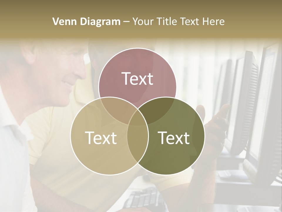 Adult Students Working On Computers Together PowerPoint Template