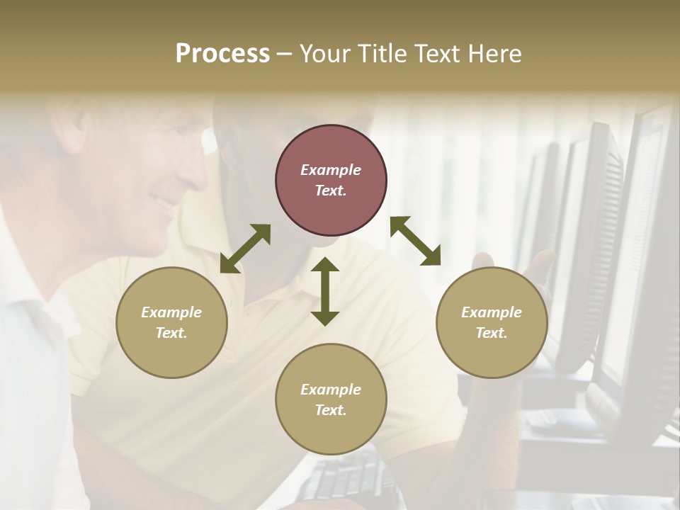 Adult Students Working On Computers Together PowerPoint Template