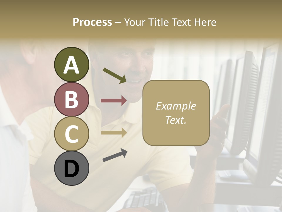 Adult Students Working On Computers Together PowerPoint Template