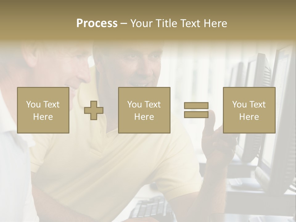 Adult Students Working On Computers Together PowerPoint Template