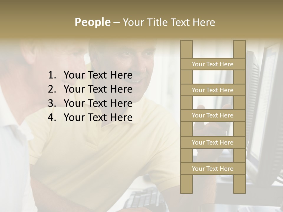 Adult Students Working On Computers Together PowerPoint Template