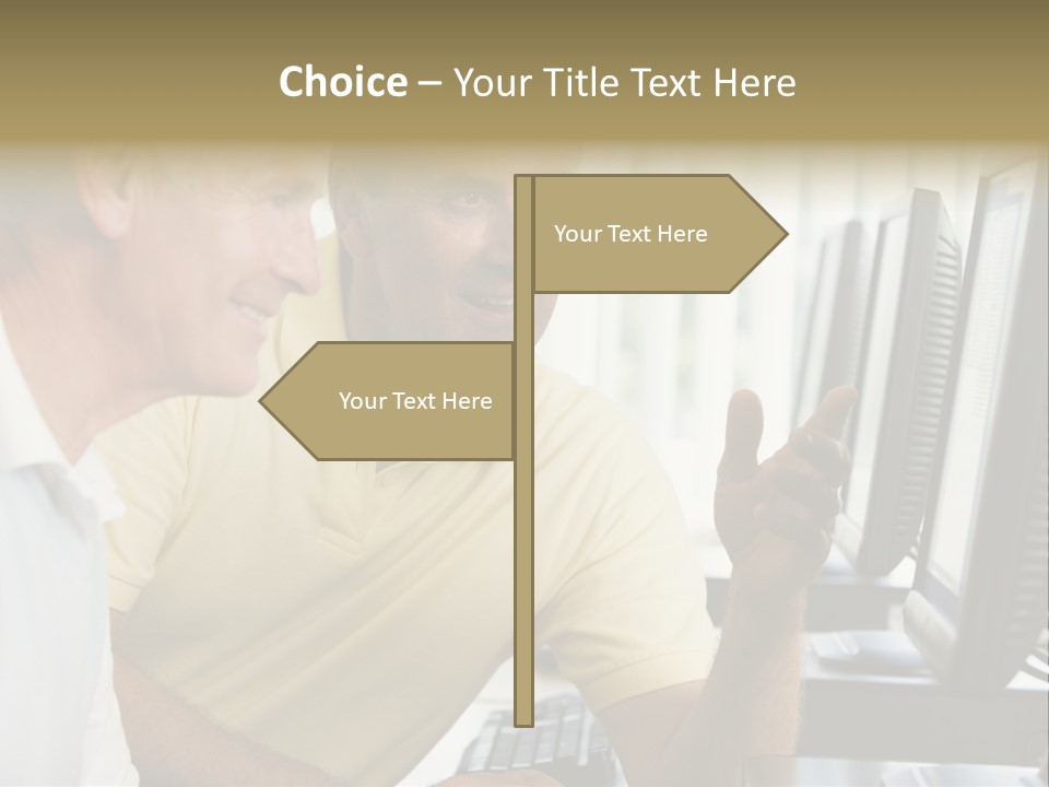 Adult Students Working On Computers Together PowerPoint Template