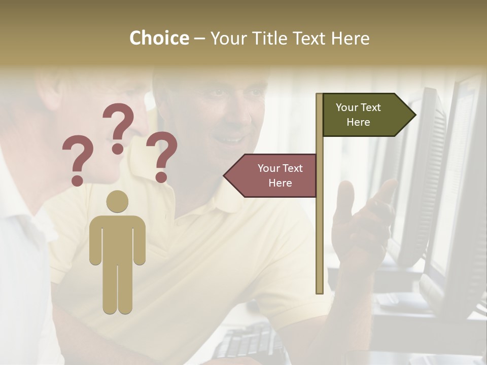 Adult Students Working On Computers Together PowerPoint Template