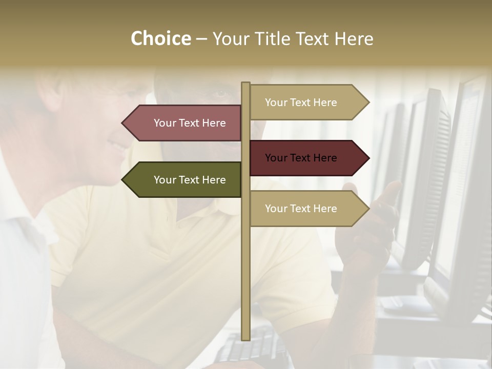 Adult Students Working On Computers Together PowerPoint Template