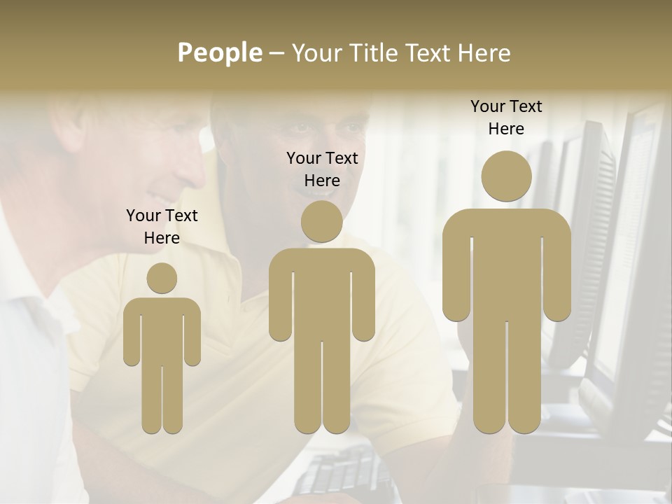 Adult Students Working On Computers Together PowerPoint Template