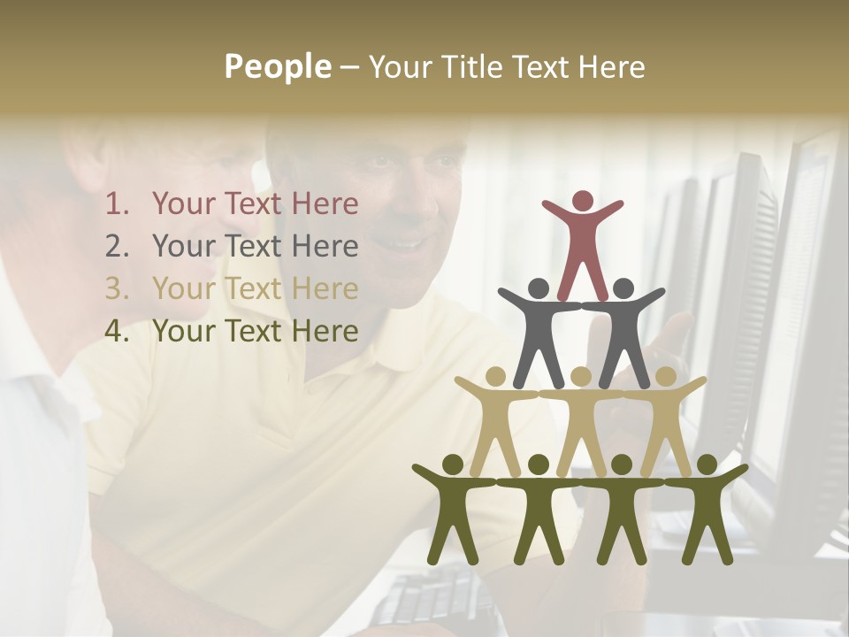 Adult Students Working On Computers Together PowerPoint Template