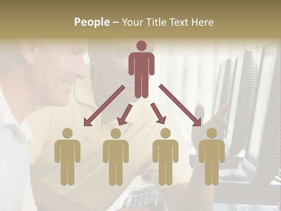 Adult Students Working On Computers Together PowerPoint Template
