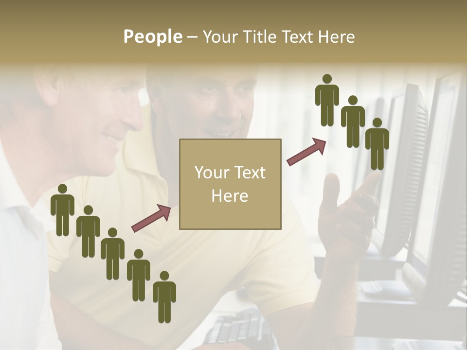 Adult Students Working On Computers Together PowerPoint Template