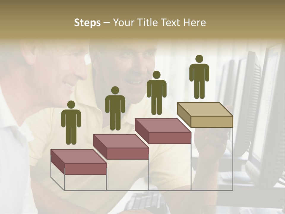 Adult Students Working On Computers Together PowerPoint Template