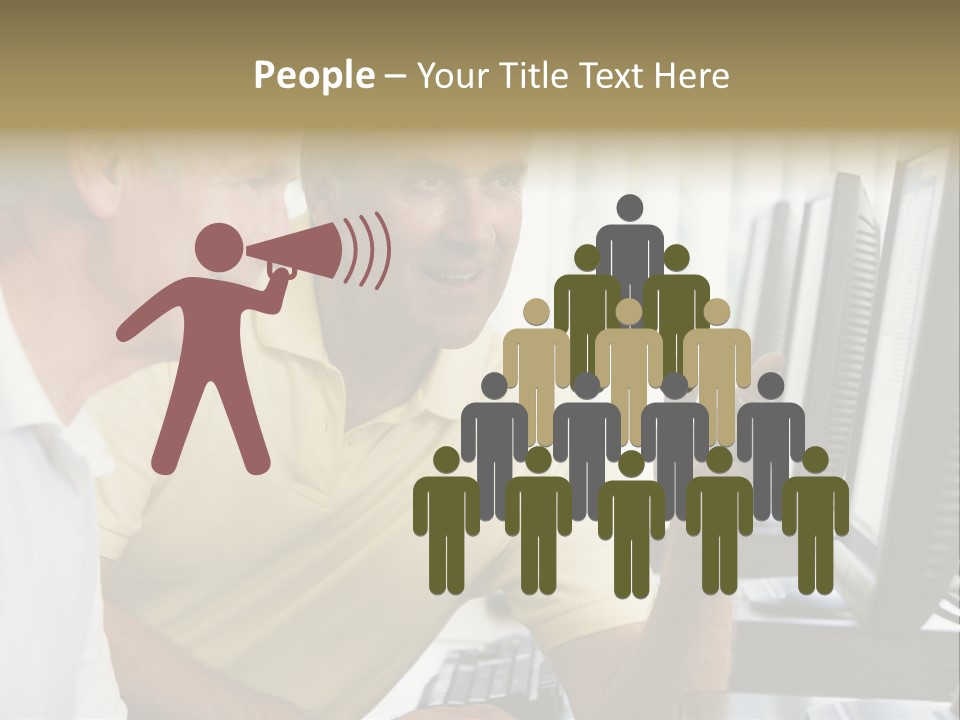 Adult Students Working On Computers Together PowerPoint Template