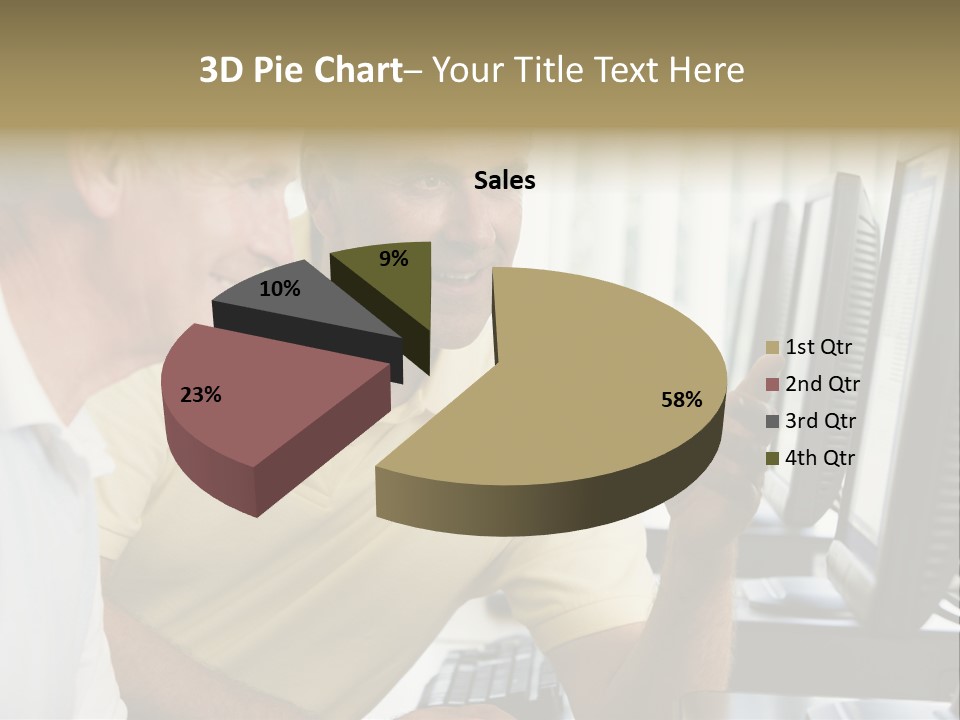 Adult Students Working On Computers Together PowerPoint Template