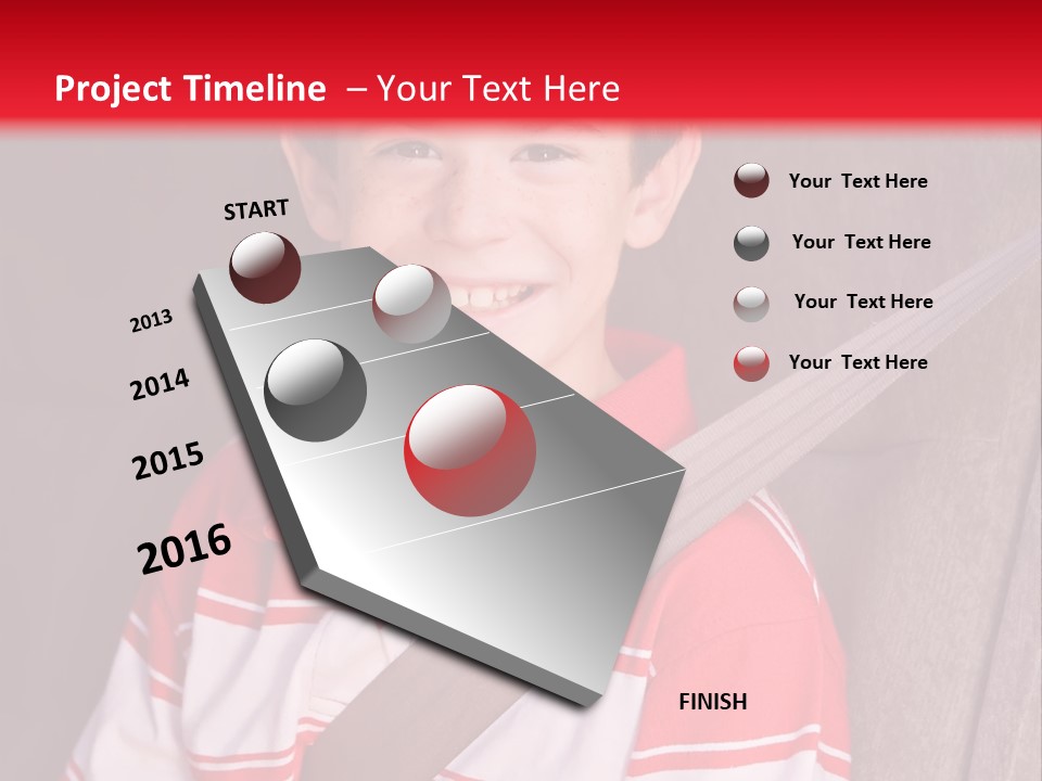 Boy With Seatbelt On Riding In Car PowerPoint Template