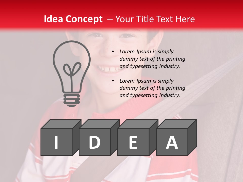 Boy With Seatbelt On Riding In Car PowerPoint Template