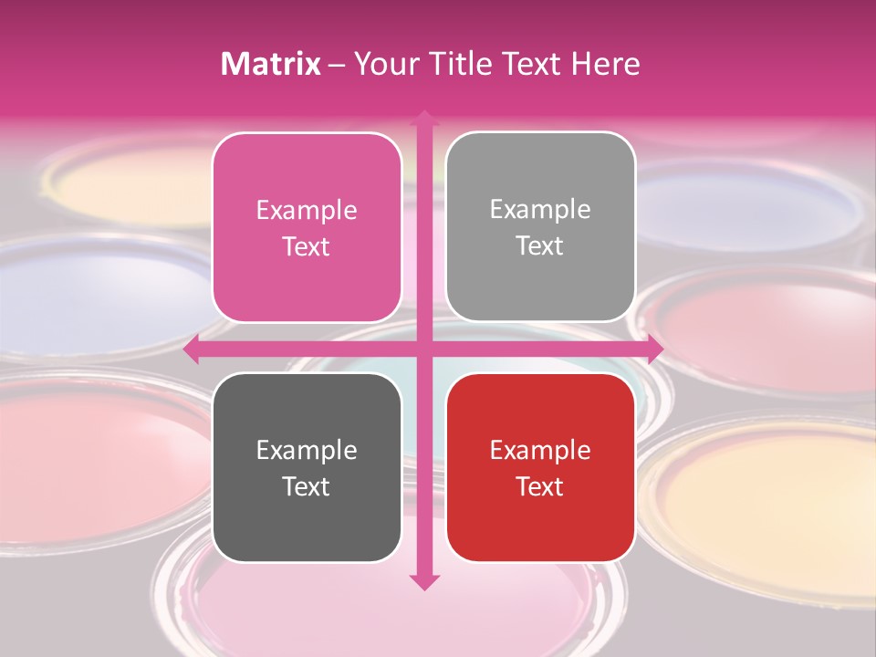 Opened Paint Buckets With Various Colors PowerPoint Template